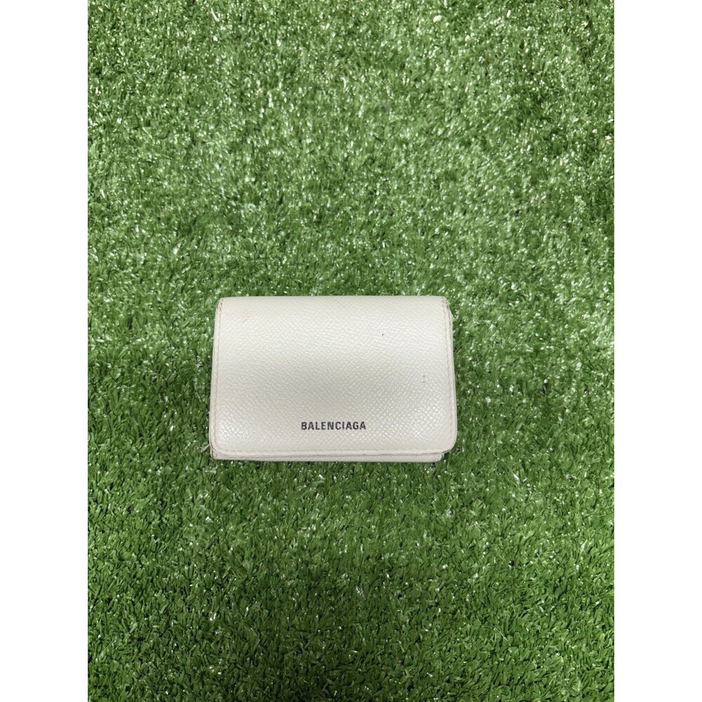 Authentic BALENCIAGA triple fold mini wallet compact Ville logo Mens Womens